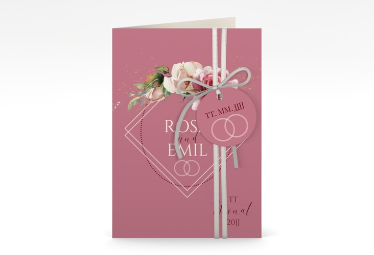 Einladungskarte Hochzeit Rosenbogen A6 Klappkarte hoch rosa