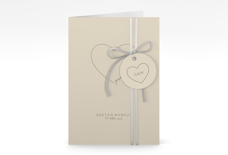 Einladungskarte Hochzeit Lebenstraum A6 Klappkarte hoch beige hochglanz