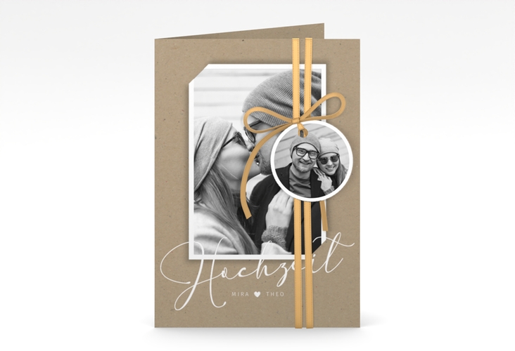 Einladungskarte Hochzeit Crafty A6 Klappkarte hoch mit Foto des Brautpaars