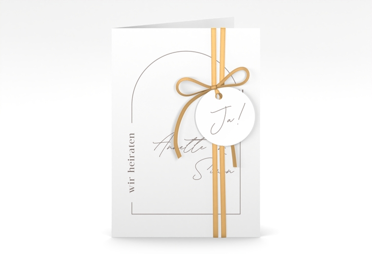 Einladungskarte Hochzeit Rundung A6 Klappkarte hoch weiss