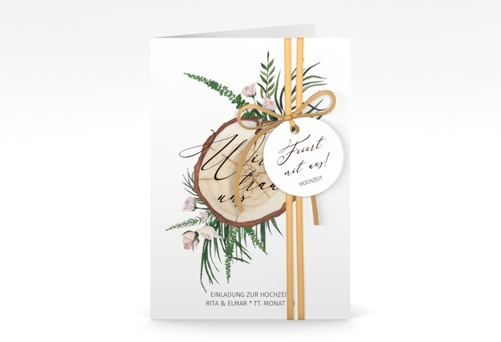 Einladungskarte Hochzeit Woodland A6 Klappkarte hoch