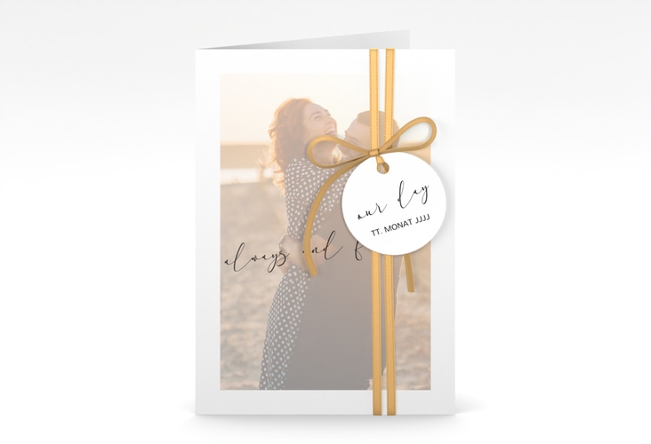 Einladungskarte Hochzeit Lucent A6 Klappkarte hoch weiss hochglanz