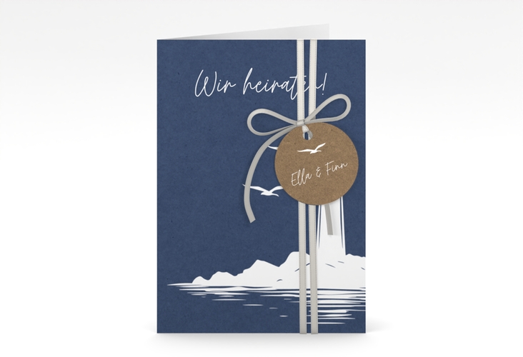 Einladungskarte Hochzeit Leuchtturm A6 Klappkarte hoch