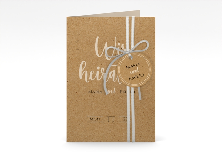 Einladungskarte Hochzeit Noble A6 Klappkarte hoch hochglanz mit elegantem Schriftzug