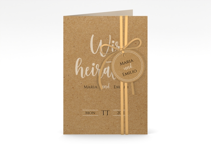 Einladungskarte Hochzeit Noble A6 Klappkarte hoch hochglanz mit elegantem Schriftzug