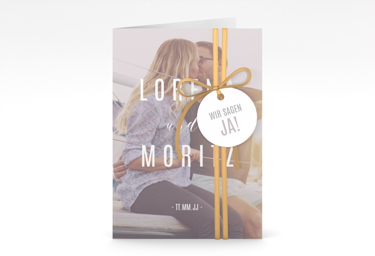 Einladungskarte Hochzeit Memory A6 Klappkarte hoch grau