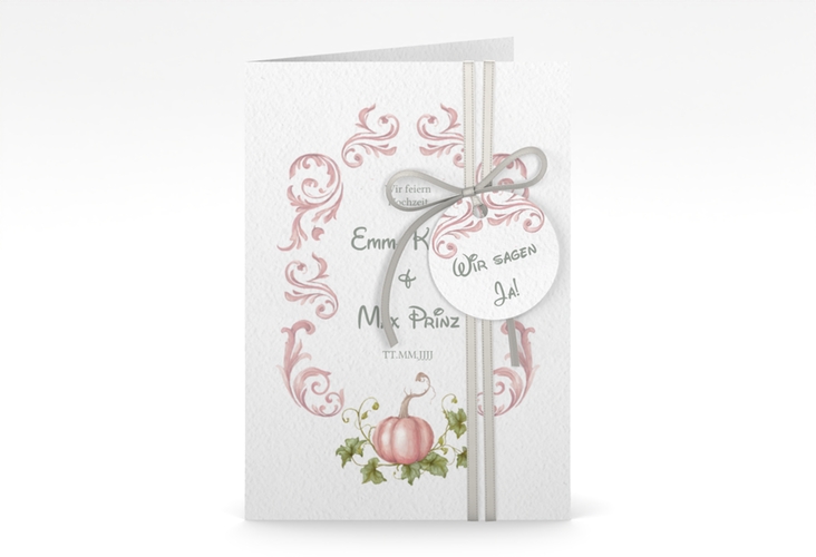 Einladungskarte Hochzeit Märchenhaft A6 Klappkarte hoch rosa
