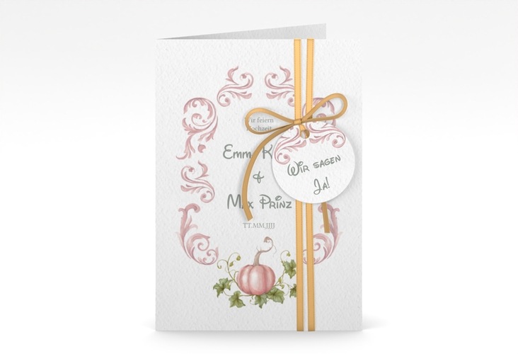 Einladungskarte Hochzeit Märchenhaft A6 Klappkarte hoch rosa