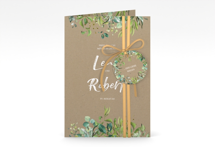 Einladungskarte Hochzeit Natural A6 Klappkarte hoch Kraftpapier
