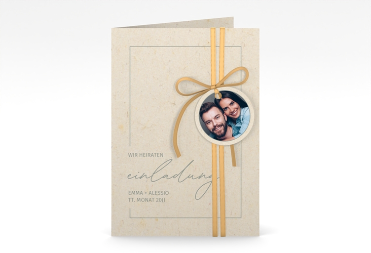 Einladungskarte Hochzeit Simple Line A6 Klappkarte hoch hochglanz