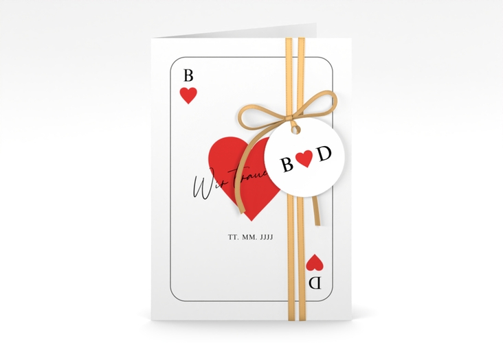 Einladungskarte Hochzeit Kartenspiel A6 Klappkarte hoch weiss