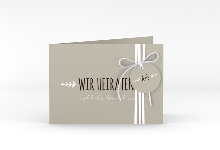 Hochzeitseinladung Eden A6 Klappkarte quer weiss