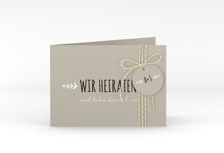 Hochzeitseinladung Eden A6 Klappkarte quer weiss