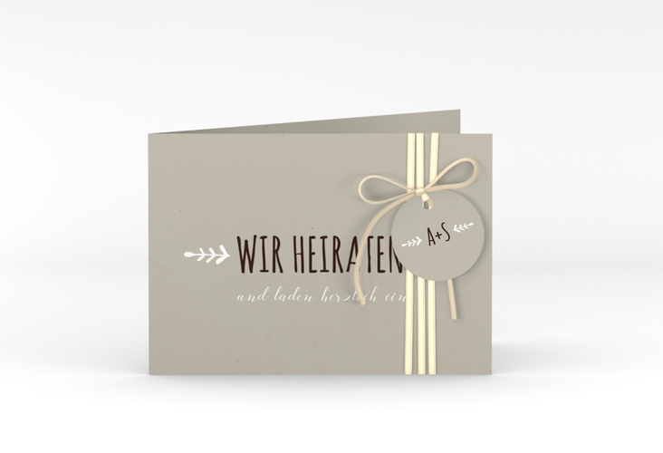 Hochzeitseinladung Eden A6 Klappkarte quer weiss