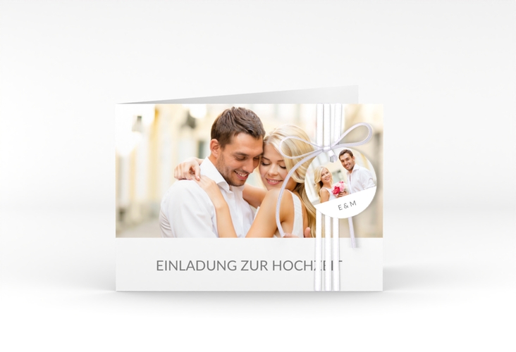 Hochzeitseinladung Vista A6 Klappkarte quer weiss
