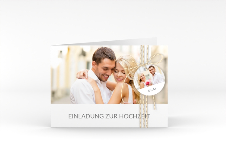 Hochzeitseinladung Vista A6 Klappkarte quer weiss