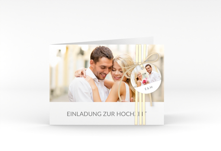 Hochzeitseinladung Vista A6 Klappkarte quer weiss