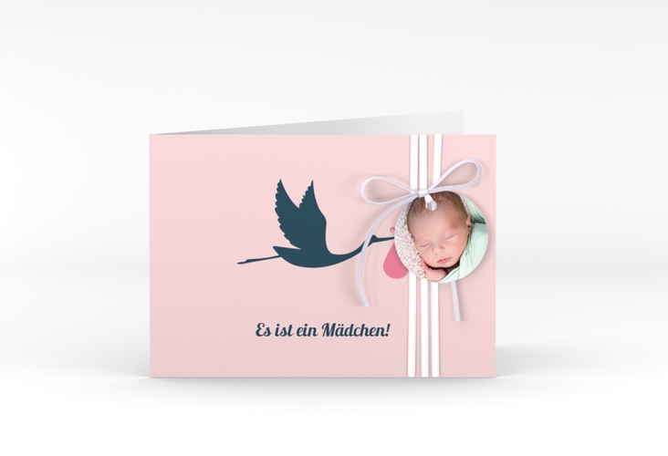 Geburtskarte Einzigartig A6 Klappkarte quer rosa