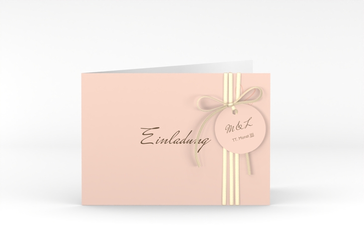 Hochzeitseinladung Purity A6 Klappkarte quer apricot