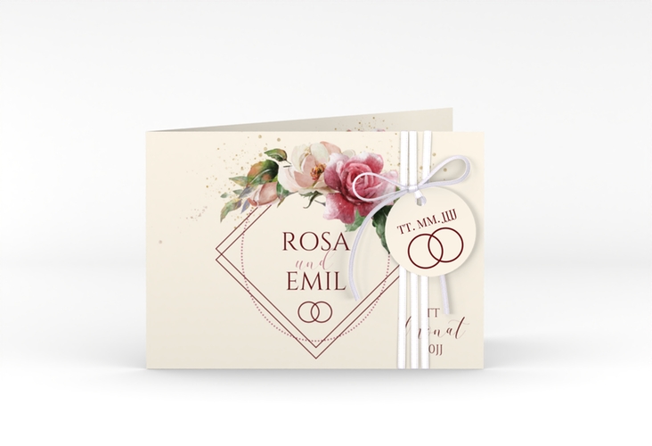Hochzeitseinladung Rosenbogen A6 Klappkarte quer