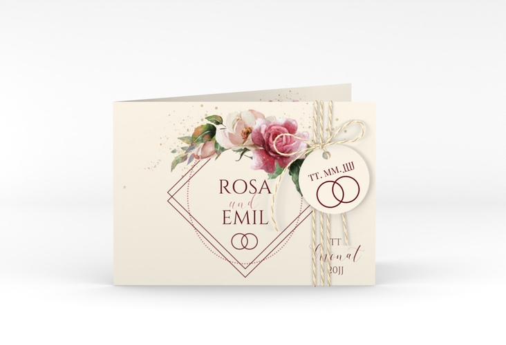 Hochzeitseinladung Rosenbogen A6 Klappkarte quer