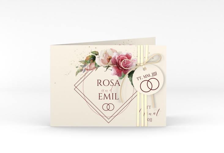 Hochzeitseinladung Rosenbogen A6 Klappkarte quer