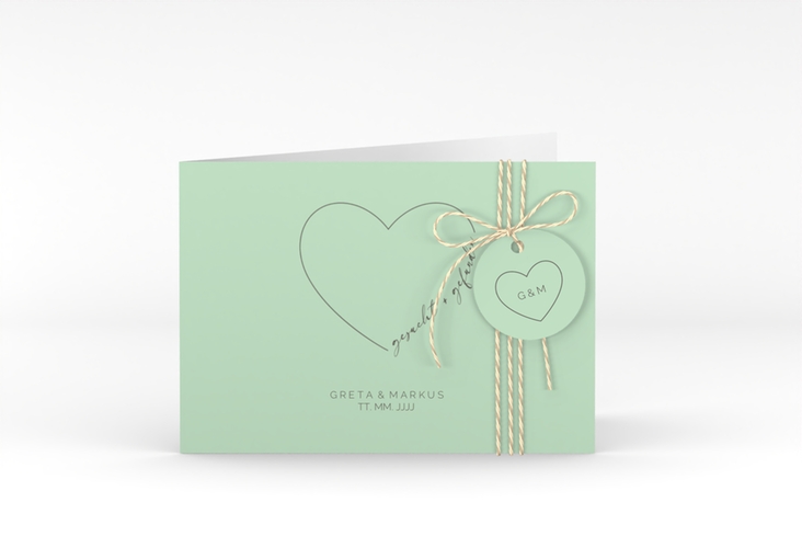 Hochzeitseinladung Lebenstraum A6 Klappkarte quer mint