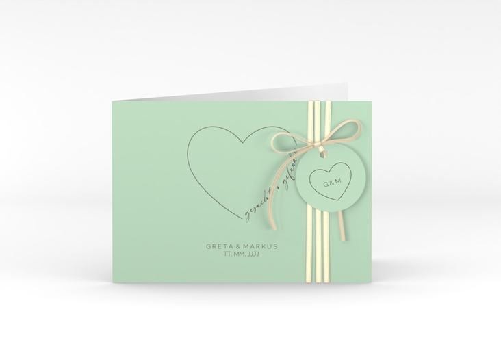 Hochzeitseinladung Lebenstraum A6 Klappkarte quer mint