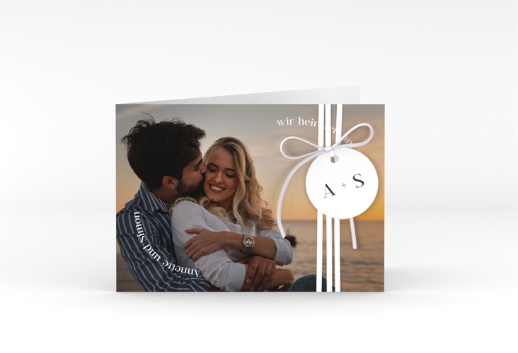 Hochzeitseinladung Vollendung A6 Klappkarte quer weiss