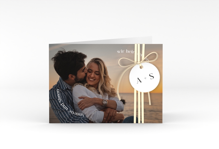 Hochzeitseinladung Vollendung A6 Klappkarte quer weiss