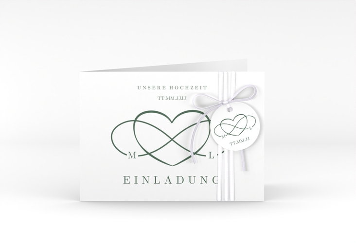 Hochzeitseinladung Infinity A6 Klappkarte quer gruen