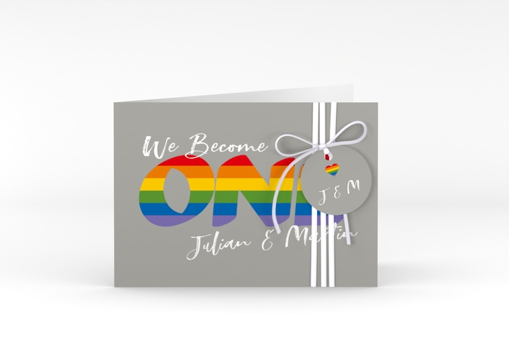 Hochzeitseinladung Pride A6 Klappkarte quer bunt