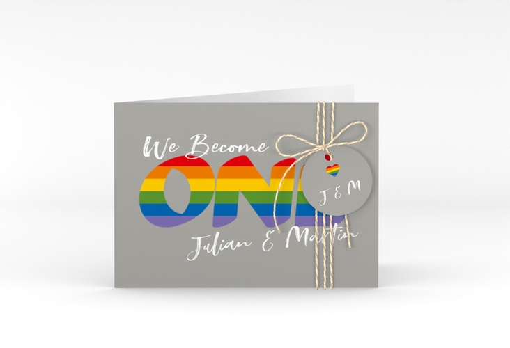 Hochzeitseinladung Pride A6 Klappkarte quer bunt