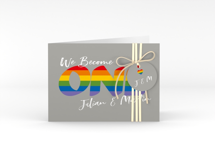 Hochzeitseinladung Pride A6 Klappkarte quer bunt