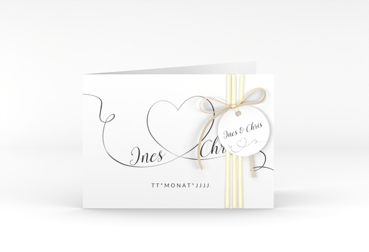 Hochzeitseinladung Dolce A6 Klappkarte quer hochglanz