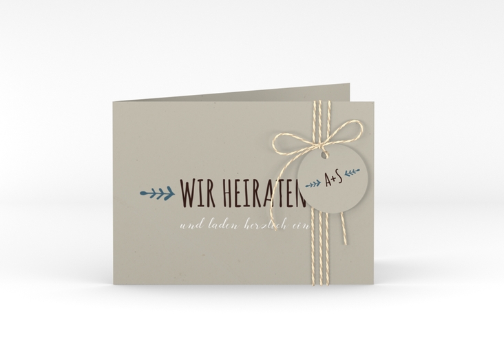 Hochzeitseinladung Eden A6 Klappkarte quer blau