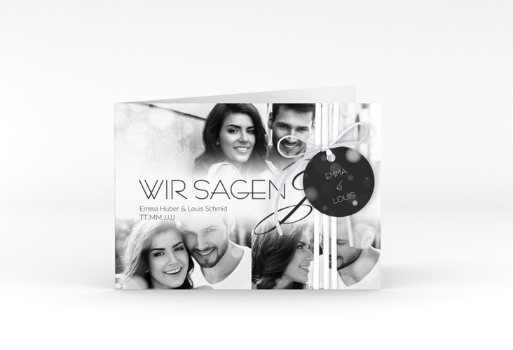 Hochzeitseinladung Bokeh A6 Klappkarte quer
