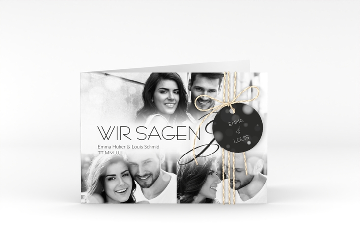 Hochzeitseinladung Bokeh A6 Klappkarte quer