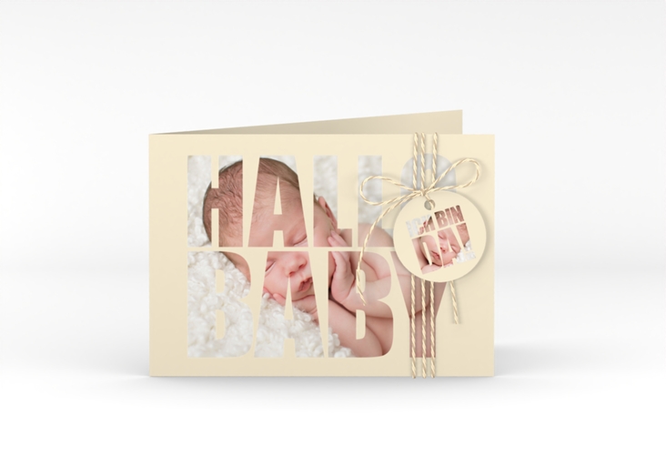 Geburtskarte Wunderlich A6 Klappkarte quer beige