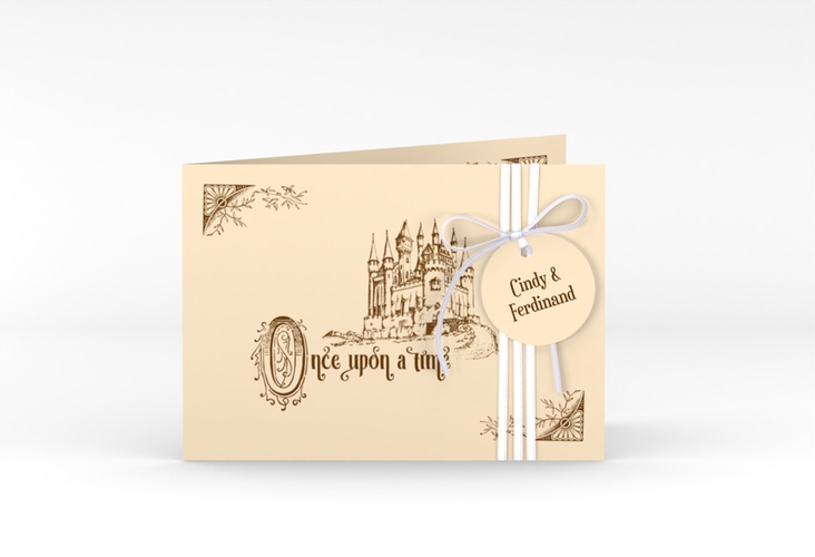 Hochzeitseinladung Storybook A6 Klappkarte quer