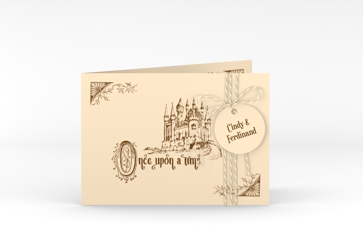 Hochzeitseinladung Storybook A6 Klappkarte quer