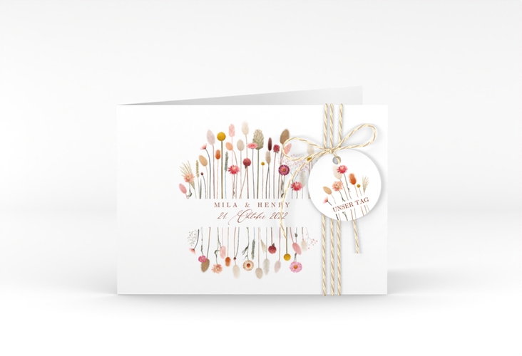 Hochzeitseinladung Driedflower A6 Klappkarte quer weiss