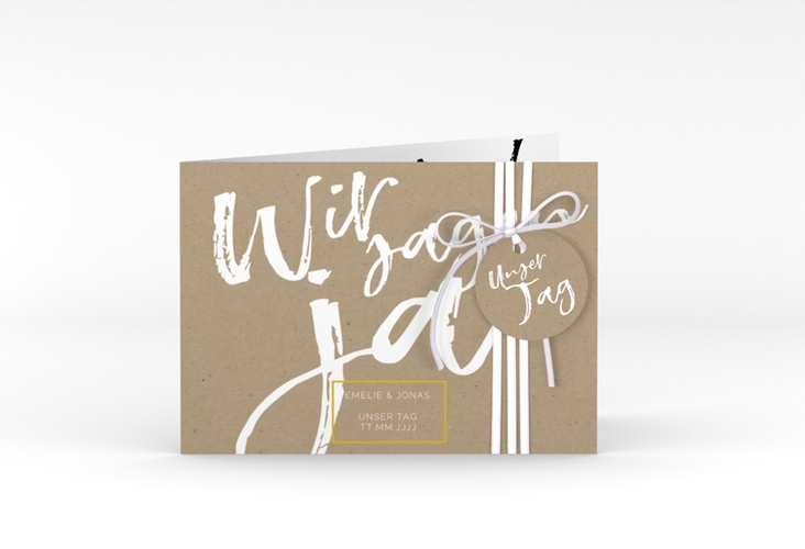 Hochzeitseinladung Words A6 Klappkarte quer Kraftpapier hochglanz