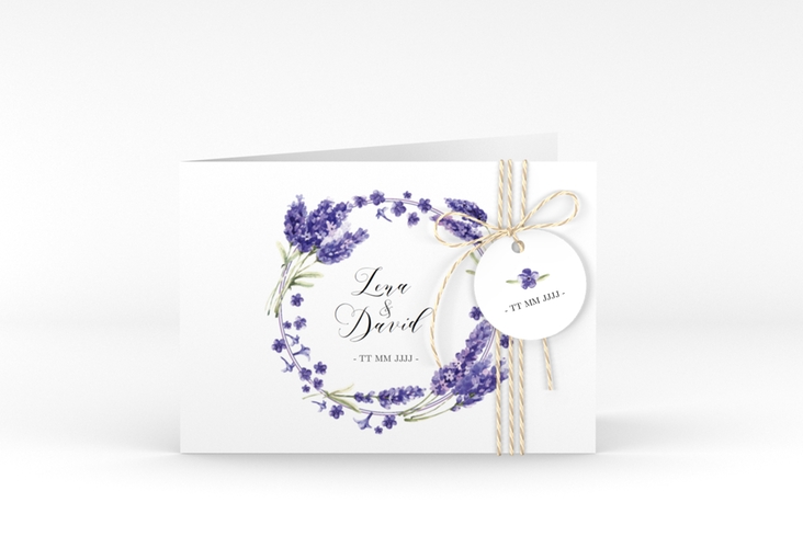 Hochzeitseinladung "Lavendel" DIN A6 Klappkarte quer