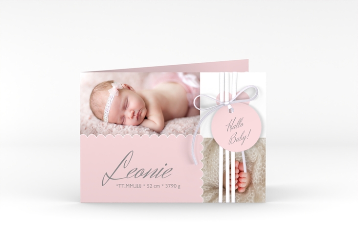 Geburtskarte Serenity A6 Klappkarte quer rosa hochglanz