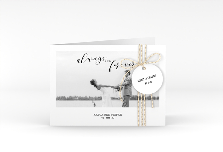 Hochzeitseinladung Photoframe A6 Klappkarte quer