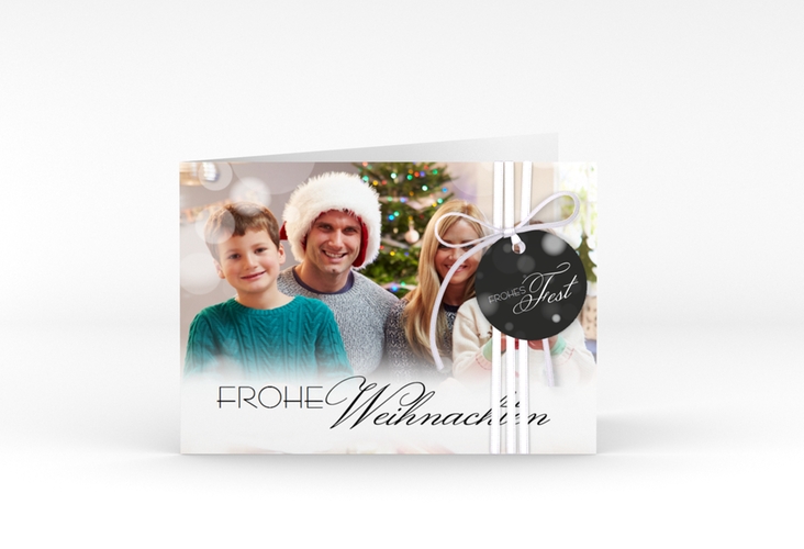 Weihnachtskarte Familienzeit A6 Klappkarte quer schwarz hochglanz