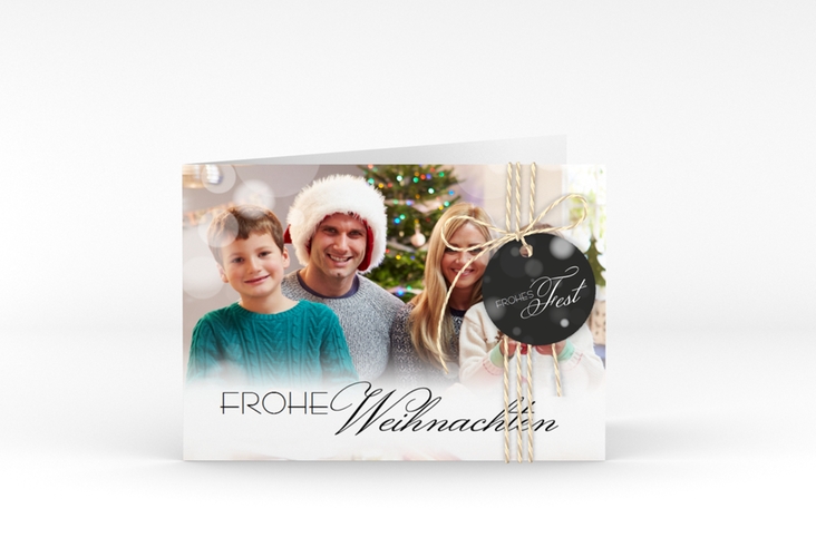 Weihnachtskarte Familienzeit A6 Klappkarte quer schwarz