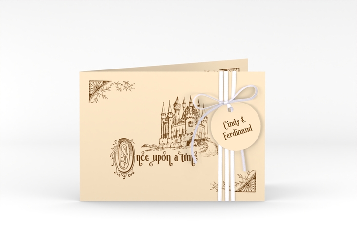 Hochzeitseinladung Storybook A6 Klappkarte quer