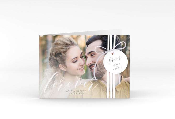 Hochzeitseinladung Promise A6 Klappkarte quer weiss